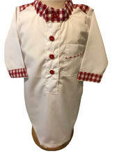 Load image into Gallery viewer, Plaid and white collar thobe
